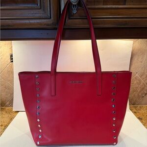 Michael Kors Red Tote Bag w/Silver Accents